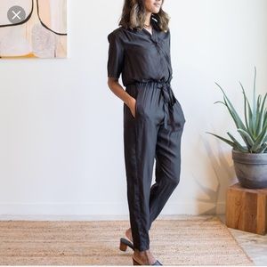 Raven + Lily Sunita Black Silk Jumpsuit